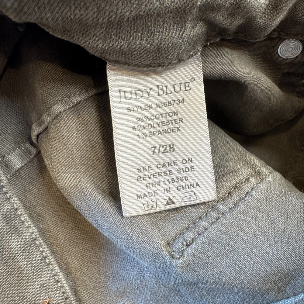 Judy Blue Women's Vintage High-Waisted Cropped Jeans 7/28 Wide Leg Olive Green - Picture 8 of 8